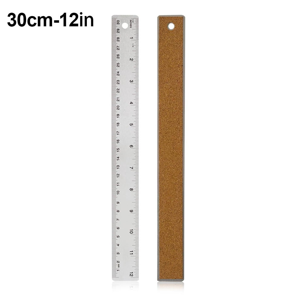 12 Inch Stainless Steel Ruler with Etched Markings and Cork Back for ...