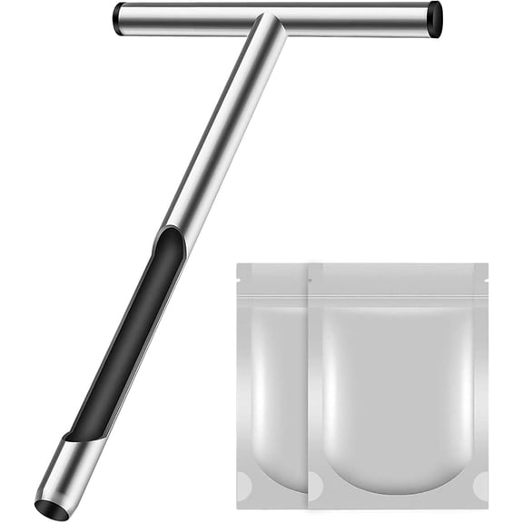 12 Inch Stainless Steel Soil Probe Rod with T Handle, Includes Soil Sample Kit, for Plant Care Lawn Garden Farm
