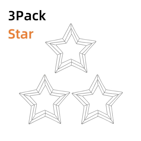 【12-Inch Star Wreath Frames】3-Pack Metal Garland Base - Rust-Proof DIY Holiday Decor for Christmas/Valentine's Day/Independence Day