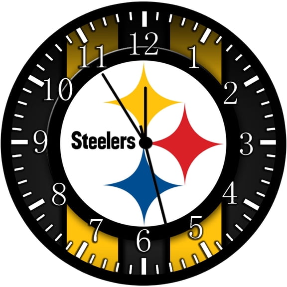 12 Inch Steelers Wall Clock Non-Ticking Silent Great for Decor and Gifts F31