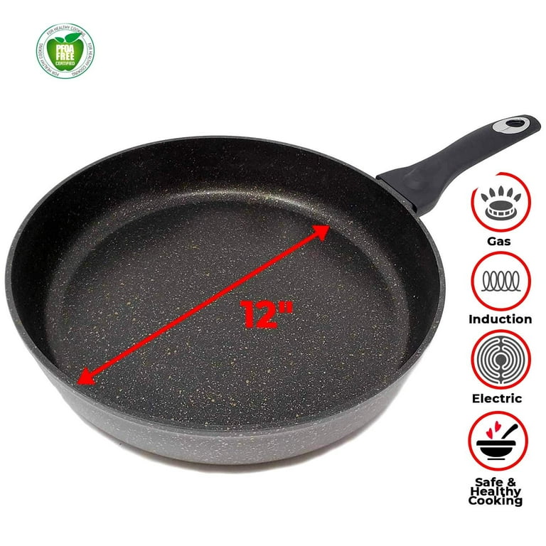Non Stick Stone Marble Coating Forged Aluminium Fry Pans With Induction  Bottom & Cool Touch Handle, 5 Year Warranty 10 Pan