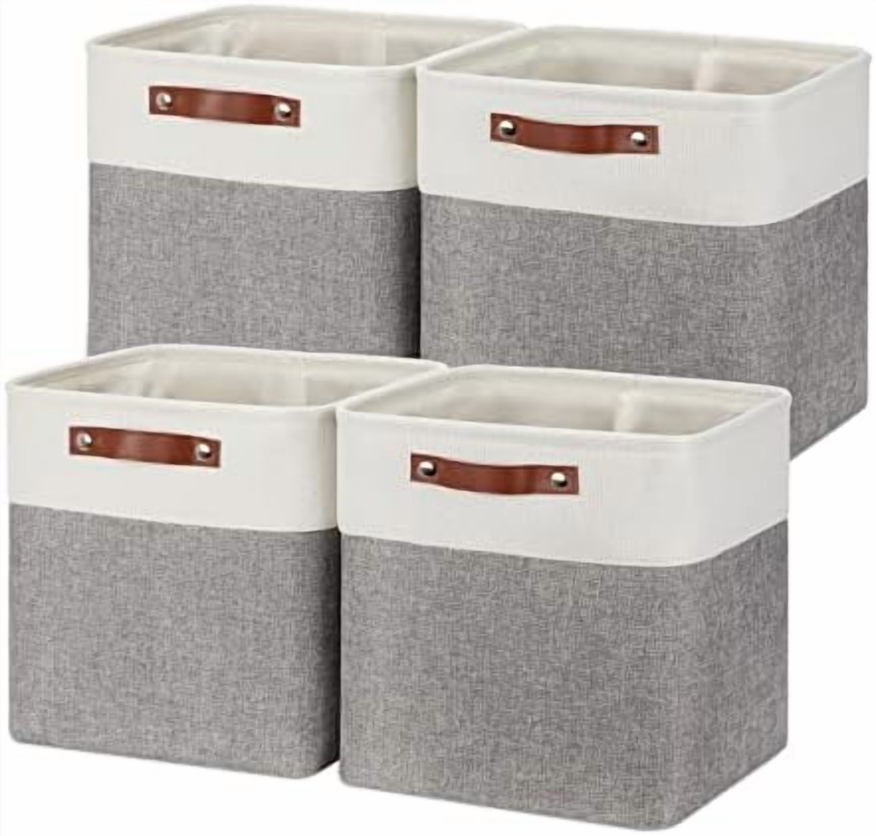 12 Inch Storage Baskets Foldable Fabric Storage Cubes 4PCs Storage Bins ...