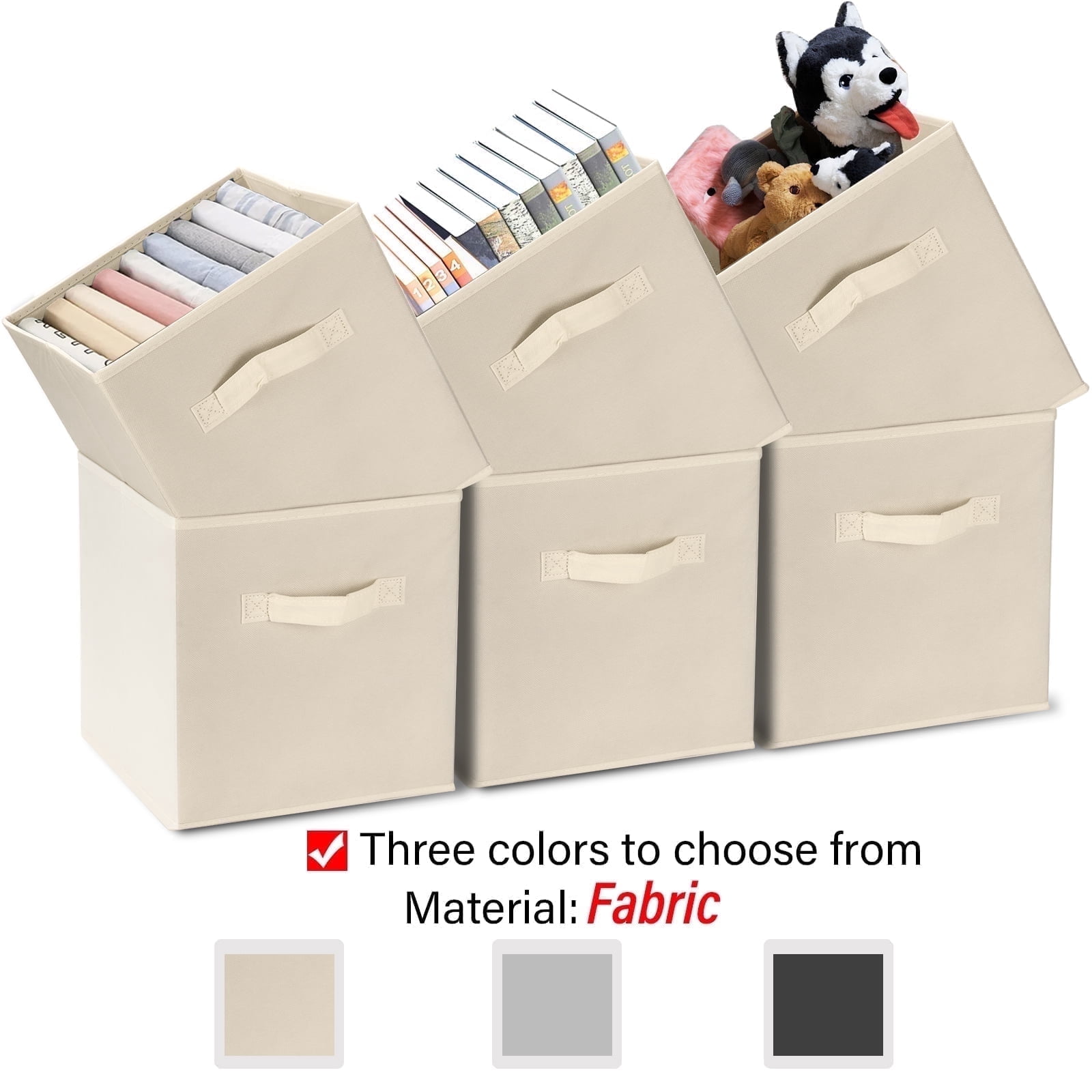 11 in Storage Cubes with Handle, 6 Pack Fabric Cube Storage Bins ...