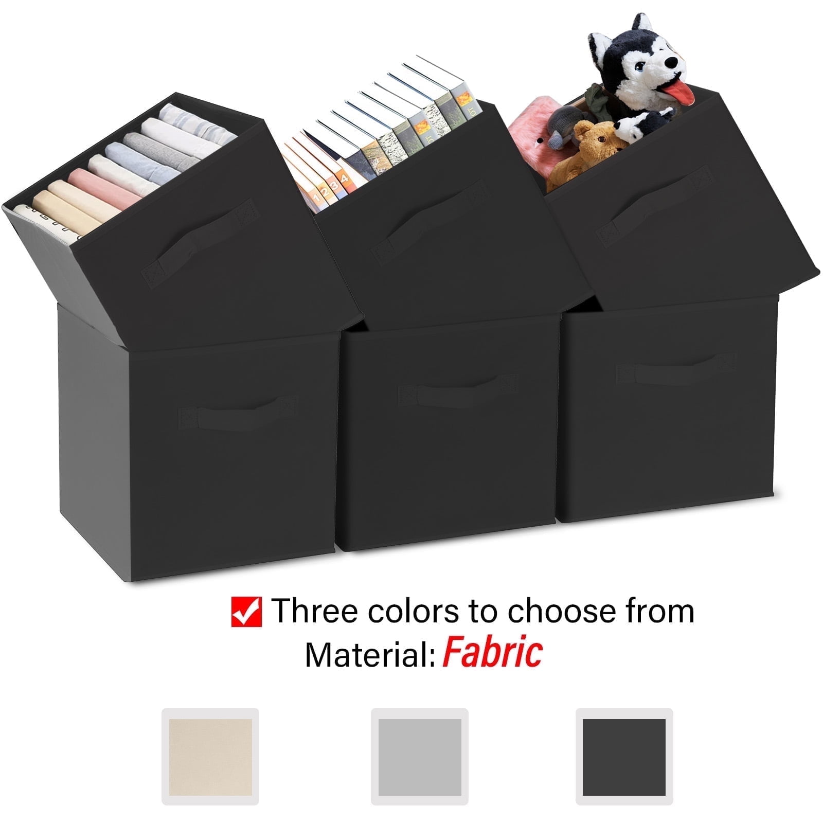 11 Inch Storage Cubes with Handle, Set of 6 Foldable Cube Storage Bins ...