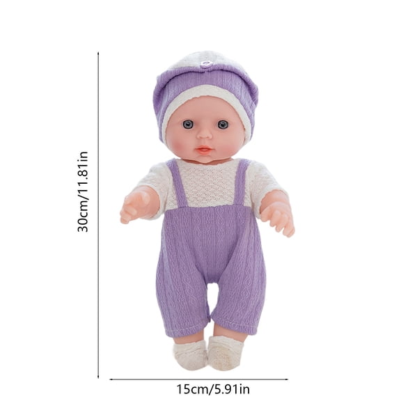 12 Inch Talking Voice Simulation Baby Doll, ABS Vinyl Doll with Purple Knit Outfit, Realistic Early Education Pretend Play Toy, Birthday Holiday Gift for Boys Girls Age 3+