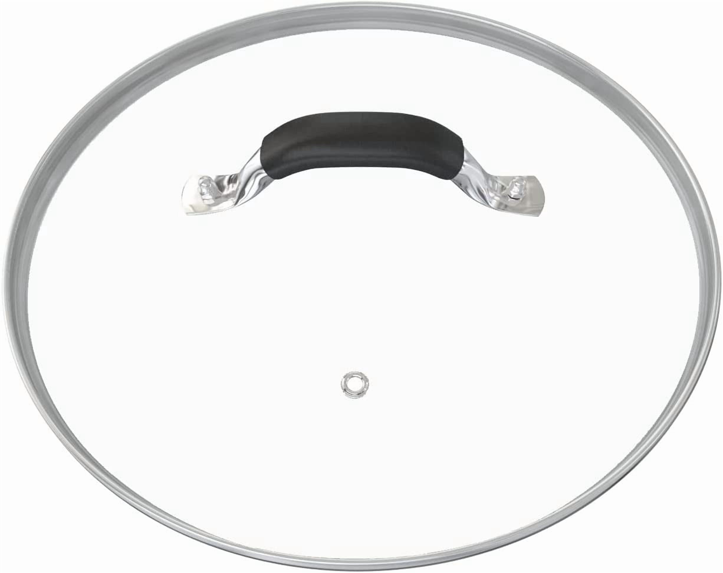12 Inch Tempered Glass Pot Lid Compatible with 12” Lodge Cast Iron Skillets and 7 Quart Dutch Ovens - Designed with Steam Vent Hole and Heat Resistant Handle