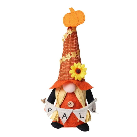 12-Inch Thanksgiving Faceless Doll Decor - Pumpkin & Maple Leaf Rudolf Ornament for Table, Shelf, Gift (30cm, Polyester/Acrylic, 1 Piece) B