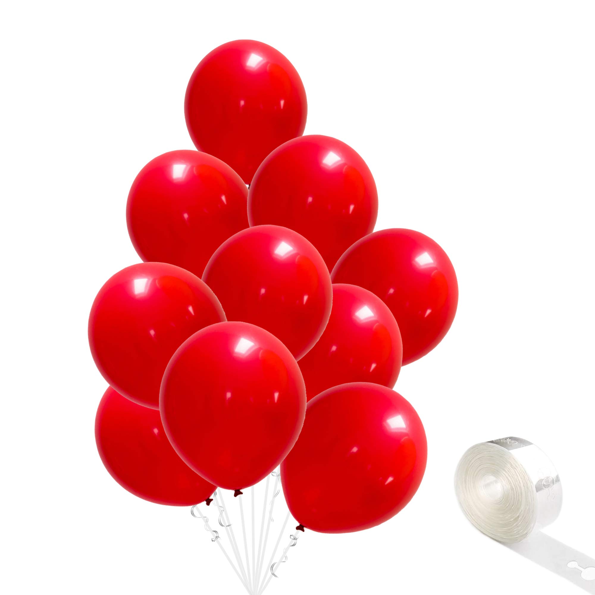 12Inch Thicken Red Balloons 100 Pcs, Premium Helium Quality Latex