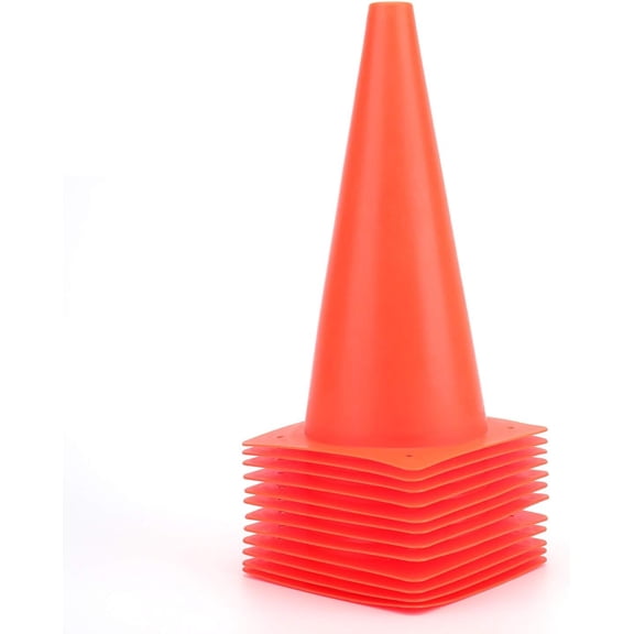 12 Inch Traffic Training Cones, Plastic Safety Parking Cones, Agility Field Marker Cones for Soccer Basketball Football Drills Training, Outdoor Sport Activity & Festive Events - 6 Colors