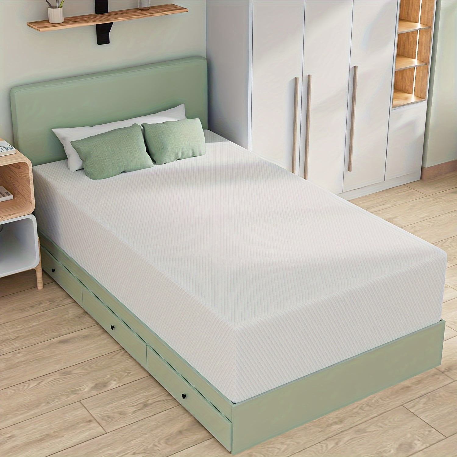12 Inch Twin Mattress, Memory Foam Mattress, Medium-Firm Mattress, Breathable Bed Mattress with Removable Cover in Box, White