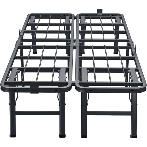 12 Inch Twin Metal Bed Frame Folding Bed Frame Tool-Free Assembly Mattress Foundation No Box Spring Needed Platform 2500lbs Heavy Duty Steel Slats, Noise-Free, Easy Assembly, Black