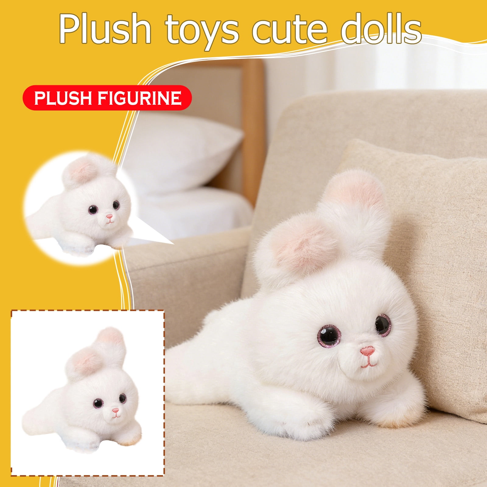 12-Inch Ultra-Soft Fluffy Rabbit Stuffed Animal, Adorable Plush Toy ...