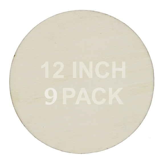 12 Inch Unfinished Round Wood Circles for Crafts, Door Hangers, Clocks, DIY Décor, Paint or Embellish – Wooden Plaque Disc Ready to Decorate | 9 Pack