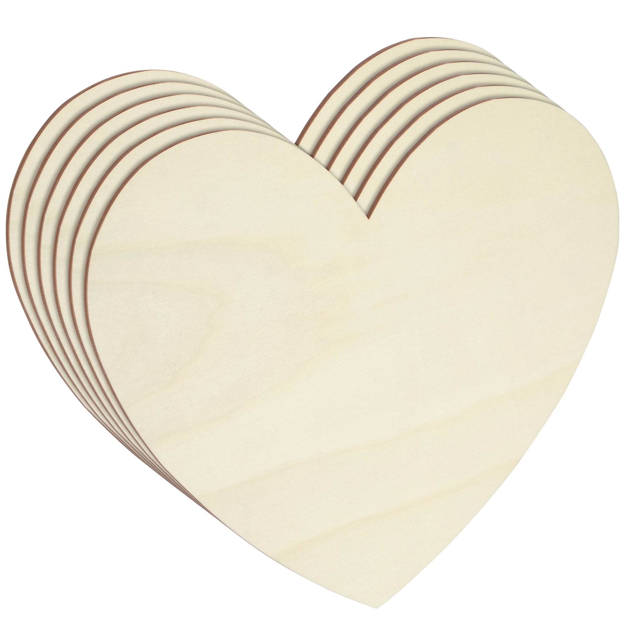 DIY Wooden Heart Cutouts for Crafts 7 inch, 1/8 inch Thick, Pack of 5  Unfinished Shapes for Valentines Day Party Décor, by Woodpeckers 
