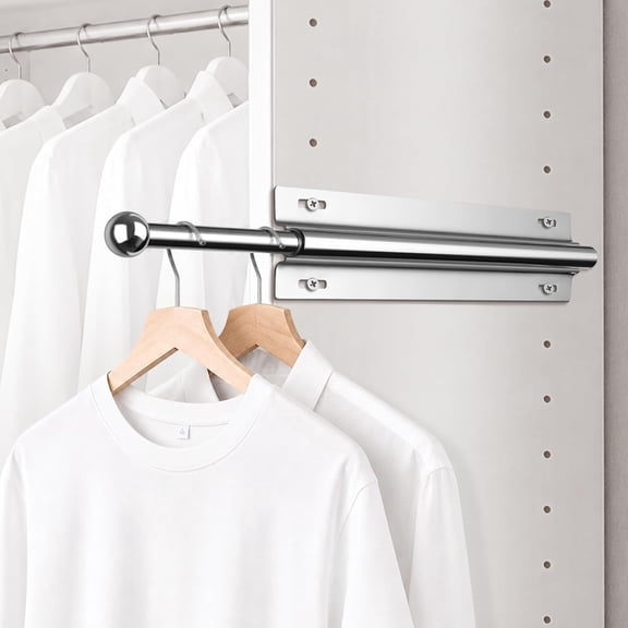 12 Inch Valet Rod for Closet Pull Out, Clothing Organizer (Silver, 1 Pack) | Stainless Steel, Holds Up to 30 Lbs, Resistant Deformation, Fading & Rust, Easy Install, Hidden and Space-Saving
