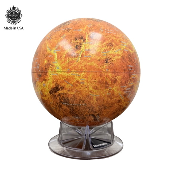 12 Inch Venus Globe with Celestial Map, Orange Planet Design with Acrylic Base, STEM Educational Desk Globe for Office & Home Decor, Birthday Christmas New Year School Gift, Made in USA