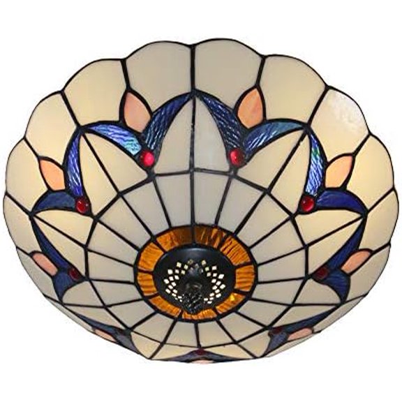 12 Inch Vintage Chandeliers Light Tiffany Style Stained Glass Ceiling Light Stained Glass Flush Mount Ceiling Lighting Fixtures (12 Inch WB)$$Tools & Hardware Other