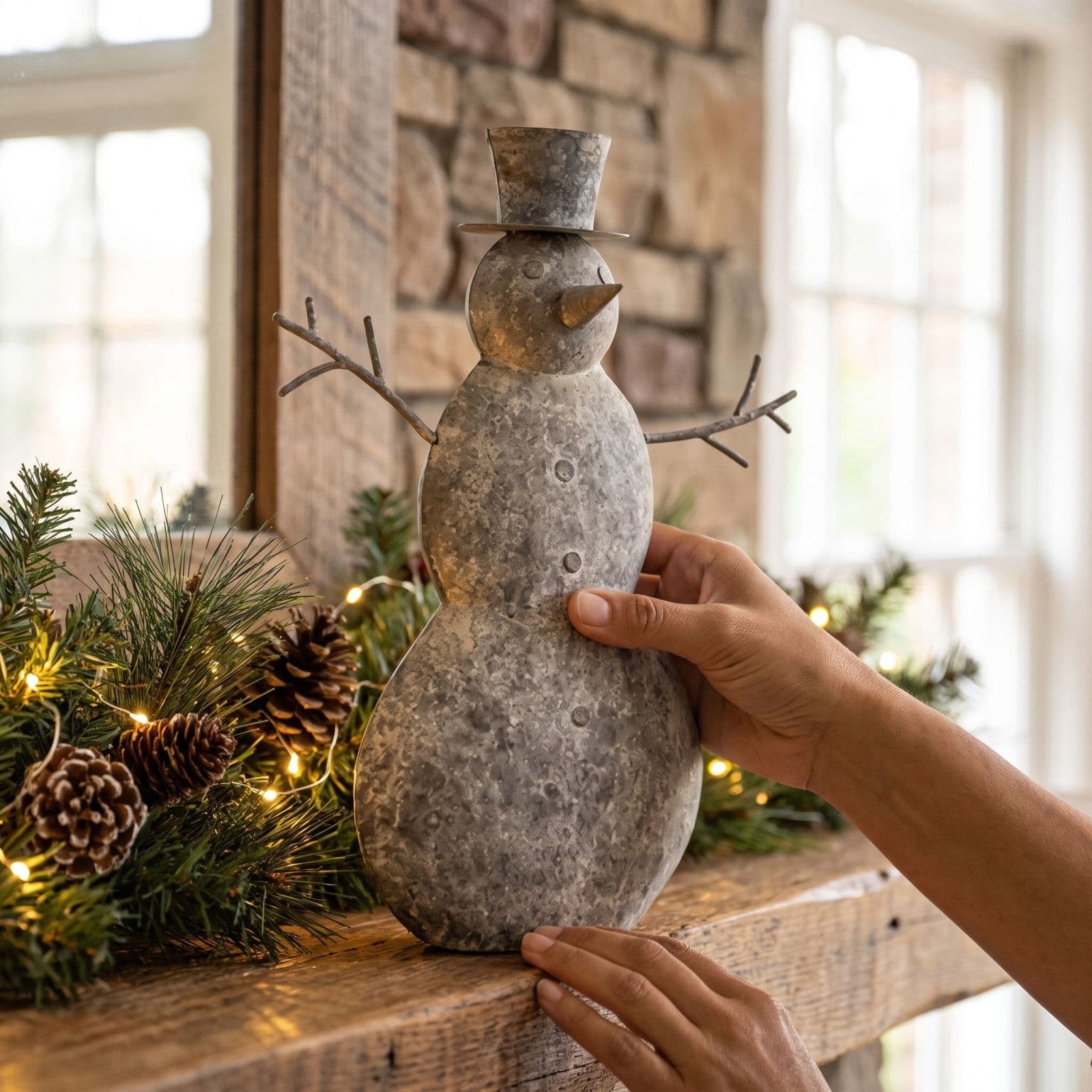 スノーマン飾り物(金属製) Metal Snowman Decorations for Holidays