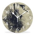 thumbnail image 1 of 12 Inch Wall Clock Battery Operated Silent Clock Decorative for Office, Kitchen, Outdoor, Living Room，4Th of July Liberty Silhouette with American Flag Exquisite, 1 of 4
