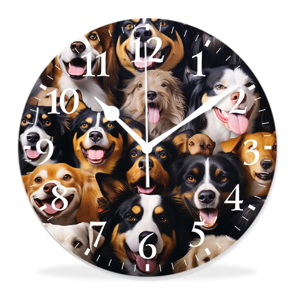 12 Inch Wall Clock Battery Operated Silent Clock Decorative for Office, Kitchen, Outdoor, Living RoomDogs Animal Pug Pitbull French Bulldog Golden Retriever Dog Exquisite