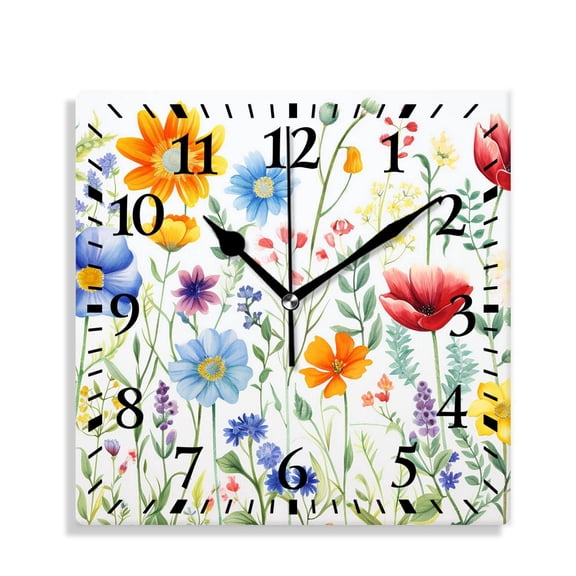 12 Inch Wall Clock Battery Operated Silent Clock Decorative for Office, Kitchen, Outdoor, Living Room，Flowers and Full Moon Small Animals in The forest Art