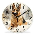 thumbnail image 1 of 12 Inch Wall Clock Battery Operated Silent Clock Decorative for Office, Kitchen, Outdoor, Living Room，German Shepherd in Watercolor Green forest with Snowflake Elegant, 1 of 4