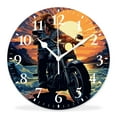 thumbnail image 1 of 12 Inch Wall Clock Battery Operated Silent Clock Decorative for Office, Kitchen, Outdoor, Living Room，Motorcycle with Motorcycle Biker Starry Night Style, 1 of 4