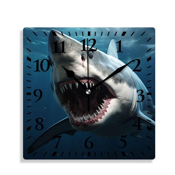 12 Inch Wall Clock Battery Operated Silent Clock Decorative for Office, Kitchen, Outdoor, Living Room,3D Sharks Colorful