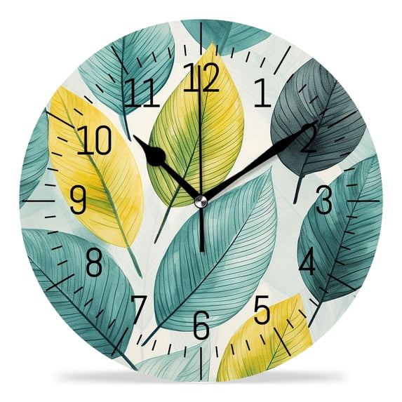 12 Inch Wall Clock Battery Operated Silent Clock Decorative for Office, Kitchen, Outdoor, Living Room,Abstract Autumn Trees Hand Drawn Pattern