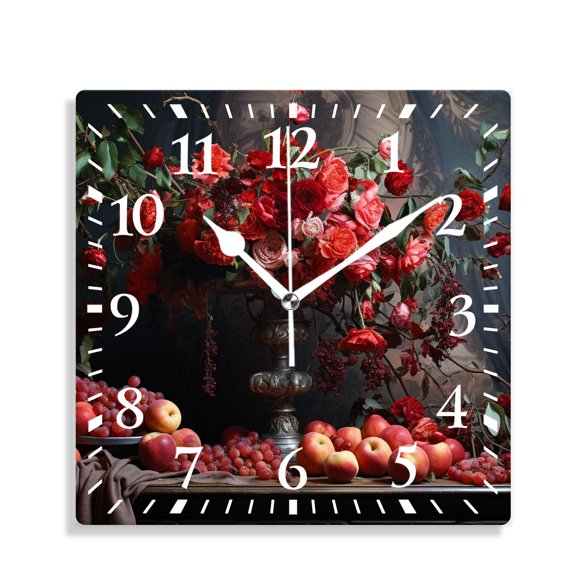 12 Inch Wall Clock Battery Operated Silent Clock Decorative for Office, Kitchen, Outdoor, Living RoomAbstract Background of Flowers Image