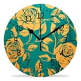 thumbnail image 1 of 12 Inch Wall Clock Battery Operated Silent Clock Decorative for Office, Kitchen, Outdoor, Living Room，Abstract Cute Flowers And Leaves Image, 1 of 5