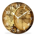 thumbnail image 1 of 12 Inch Wall Clock Battery Operated Silent Clock Decorative for Office, Kitchen, Outdoor, Living Room，Accurate Map Exquisite Design, 1 of 4