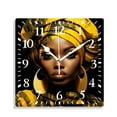 thumbnail image 1 of 12 Inch Wall Clock Battery Operated Silent Clock Decorative for Office, Kitchen, Outdoor, Living Room，Africa African American Portrait Drawing, 1 of 4