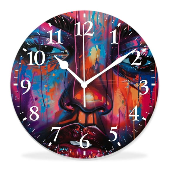 12 Inch Wall Clock Battery Operated Silent Clock Decorative for Office, Kitchen, Outdoor, Living RoomAfrican American Curly Hair Africa Graceful