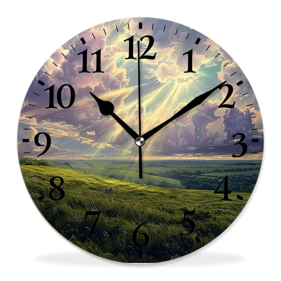 12 Inch Wall Clock Battery Operated Silent Clock Decorative for Office, Kitchen, Outdoor, Living RoomAfter The Rain Multicolor