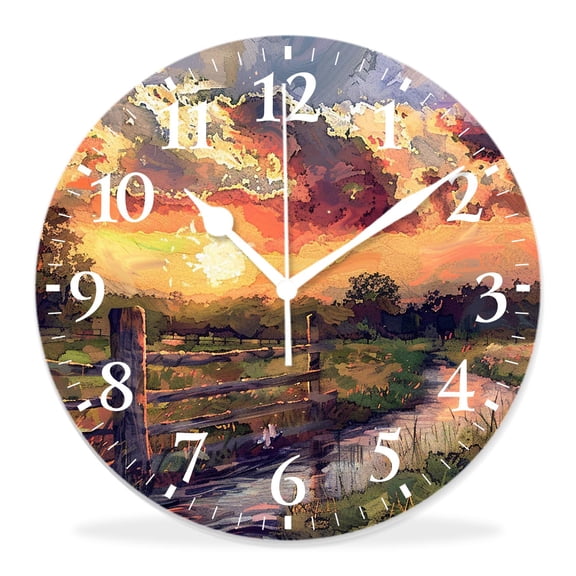12 Inch Wall Clock Battery Operated Silent Clock Decorative for Office, Kitchen, Outdoor, Living RoomAfter The Rain Pretty