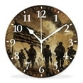 thumbnail image 1 of 12 Inch Wall Clock Battery Operated Silent Clock Decorative for Office, Kitchen, Outdoor, Living Room，American Armed forces Day attractive, 1 of 4