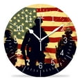 thumbnail image 1 of 12 Inch Wall Clock Battery Operated Silent Clock Decorative for Office, Kitchen, Outdoor, Living Room，American Soldier Armed Forces Day Colorful, 1 of 5