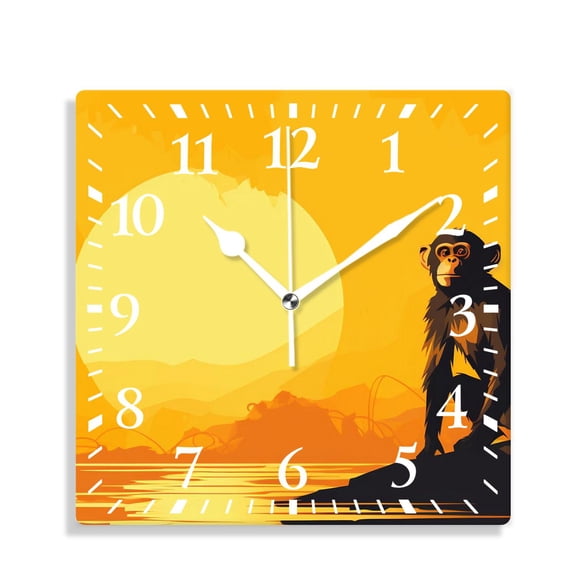 12 Inch Wall Clock Battery Operated Silent Clock Decorative for Office, Kitchen, Outdoor, Living RoomAniaml Funny Monkey Beautiful