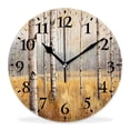thumbnail image 1 of 12 Inch Wall Clock Battery Operated Silent Clock Decorative for Office, Kitchen, Outdoor, Living Room，Autumn Black White forest Landscape, 1 of 4