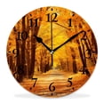 thumbnail image 1 of 12 Inch Wall Clock Battery Operated Silent Clock Decorative for Office, Kitchen, Outdoor, Living Room，Autumn Leaves Road Exquisite, 1 of 4