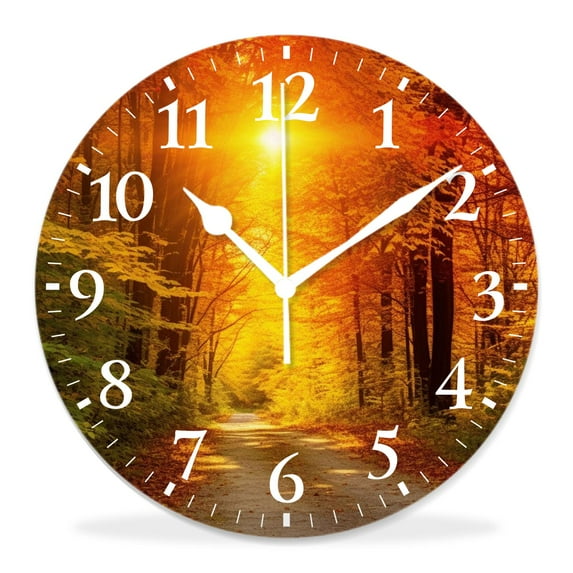 12 Inch Wall Clock Battery Operated Silent Clock Decorative for Office, Kitchen, Outdoor, Living Room,Autumn Path Beautiful Design