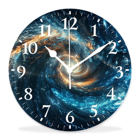 12 Inch Wall Clock Battery Operated Silent Clock Decorative for Office, Kitchen, Outdoor, Living RoomAwesome Spiral Galaxy Chic