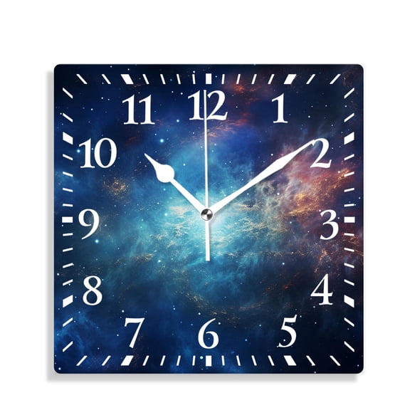 12 Inch Wall Clock Battery Operated Silent Clock Decorative for Office, Kitchen, Outdoor, Living RoomAwesome Spiral Galaxy Earth Colorful