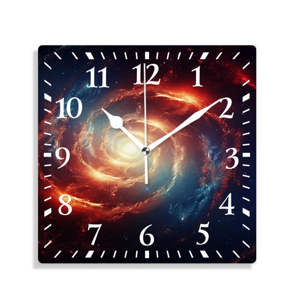 12 Inch Wall Clock Battery Operated Silent Clock Decorative for Office, Kitchen, Outdoor, Living RoomAwesome Spiral Galaxy Earth Design