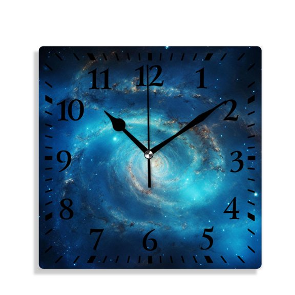 12 Inch Wall Clock Battery Operated Silent Clock Decorative for Office, Kitchen, Outdoor, Living RoomAwesome Spiral Galaxy Earth Image
