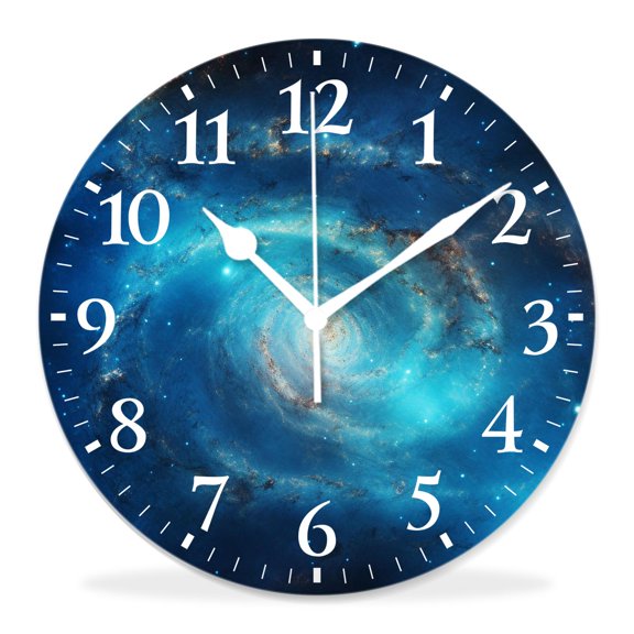 12 Inch Wall Clock Battery Operated Silent Clock Decorative for Office, Kitchen, Outdoor, Living RoomAwesome Spiral Galaxy Earth Image