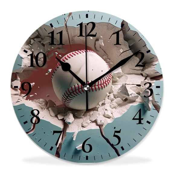 12 Inch Wall Clock Battery Operated Silent Clock Decorative for Office, Kitchen, Outdoor, Living RoomBaseball Stunning