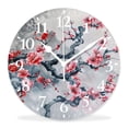 thumbnail image 1 of 12 Inch Wall Clock Battery Operated Silent Clock Decorative for Office, Kitchen, Outdoor, Living Room，Beautiful Blooming Branches Pattern attractive, 1 of 4