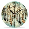 thumbnail image 1 of 12 Inch Wall Clock Battery Operated Silent Clock Decorative for Office, Kitchen, Outdoor, Living Room，Beautiful Dream Catcher Creative, 1 of 5